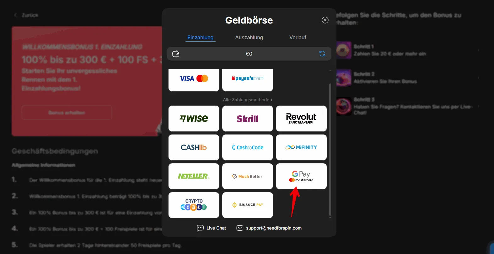 Need for Spin Casino Google Pay bezahlen Need for Spin Casino Google Pay einzahlung