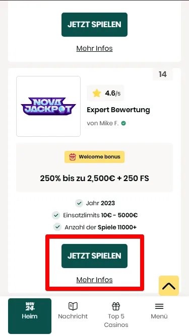 Wählen Sie das Nova Jackpot Casino auf Austriawin24