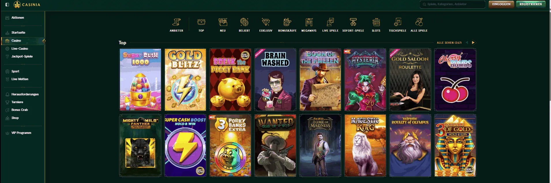 Casinia Casino Spielangeboten Spielangebot im Casinia Online Casino