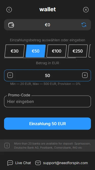Eingaben die Betrag-mit Banktransfer