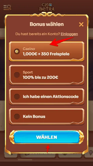 Cleobetra Willkommensbonus aktiviert