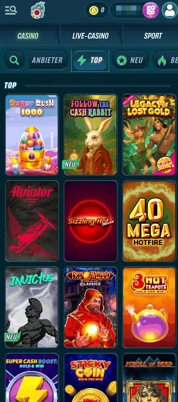 Spielen die Spiele im Caspero Casino