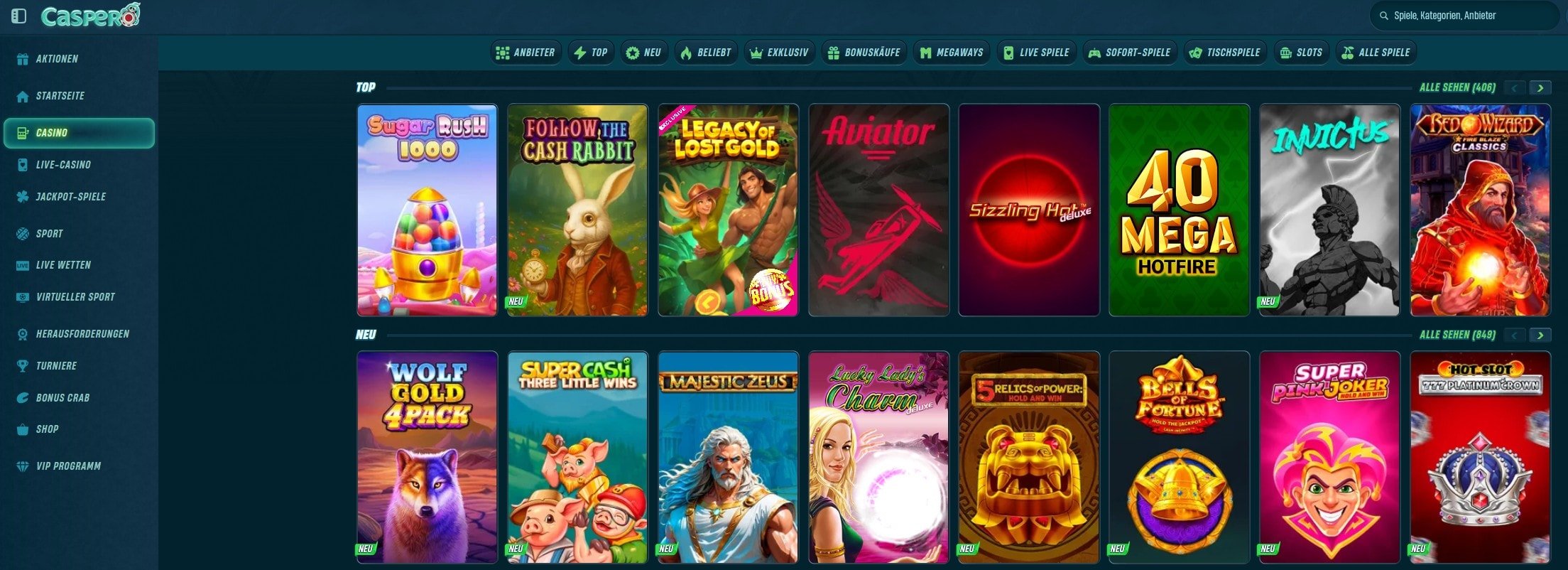 Caspero Casino Spielangeboten