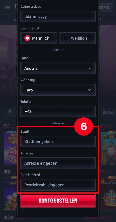 Mafia Casino Adressfelder