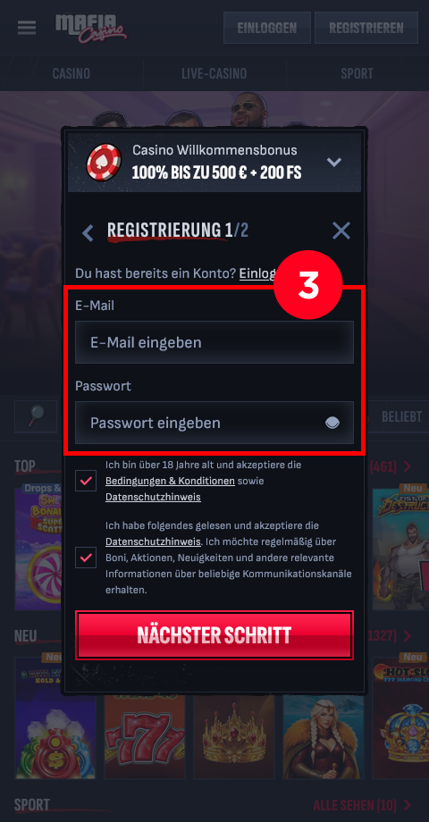Mafia Login Daten