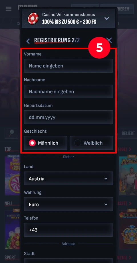 Mafia Casino Personendaten