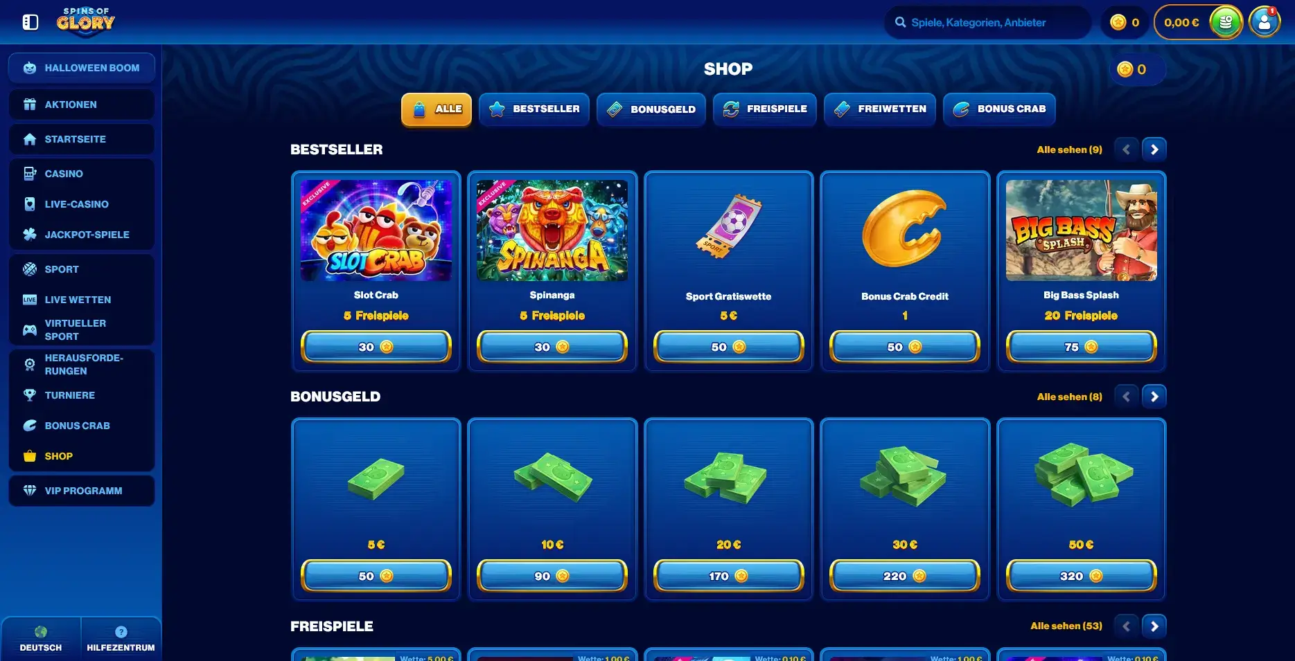 Spins of Glory Shop-Artikel