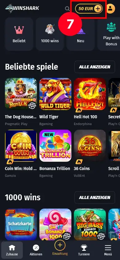 Das eingezahlte Guthaben wird im Klarna-Casino-Konto angezeigt