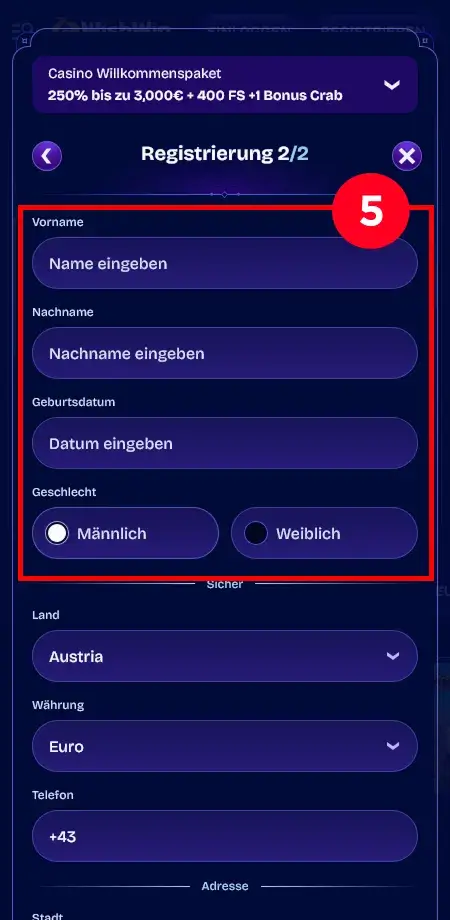 WishWin Name und Geschlecht WishWin Basisdaten