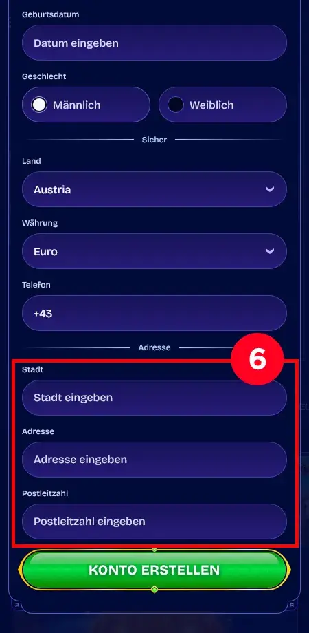 Stadt und Straße im WishWin Profil WishWin Wohnadresse