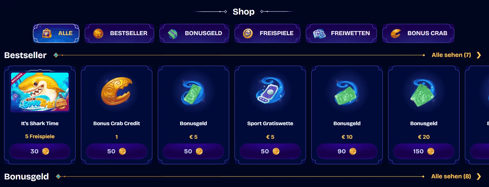 WishWin Casino Shop WishWin Shop Angeboten