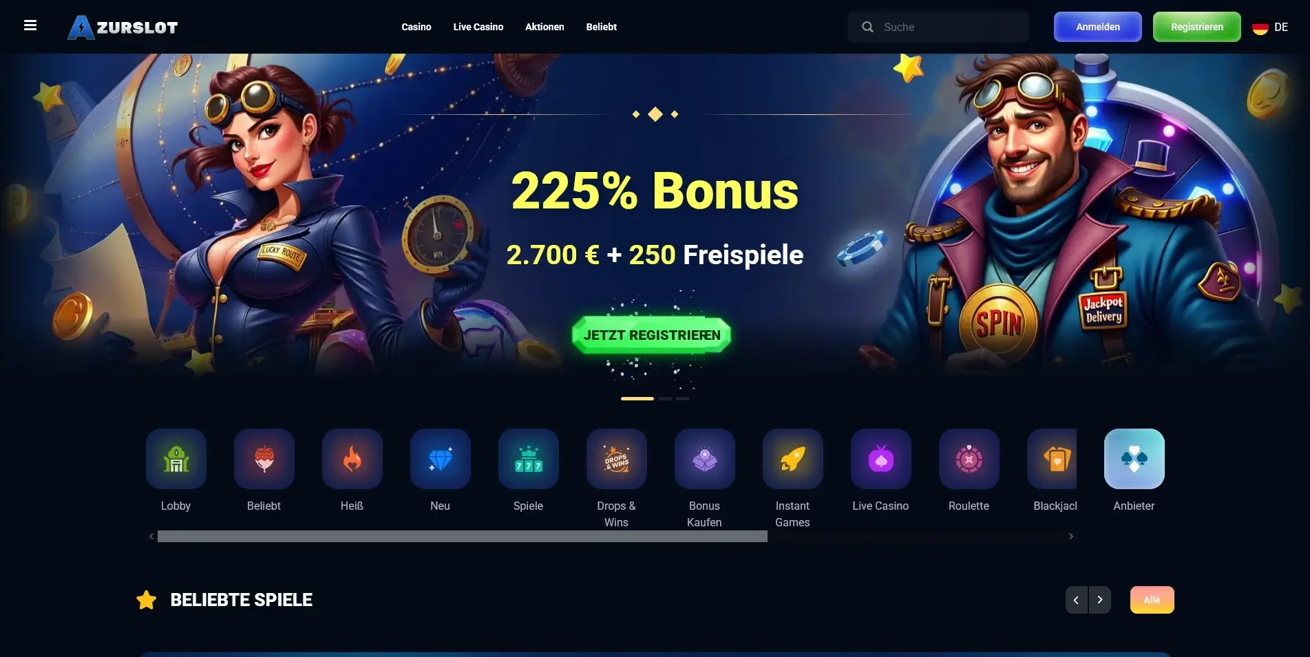 AzurSlot Casino Startseite