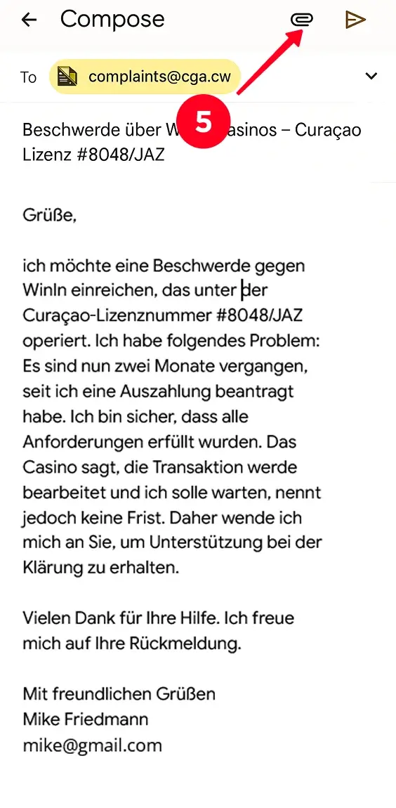 Anhangsymbol im E-Mail-Editor