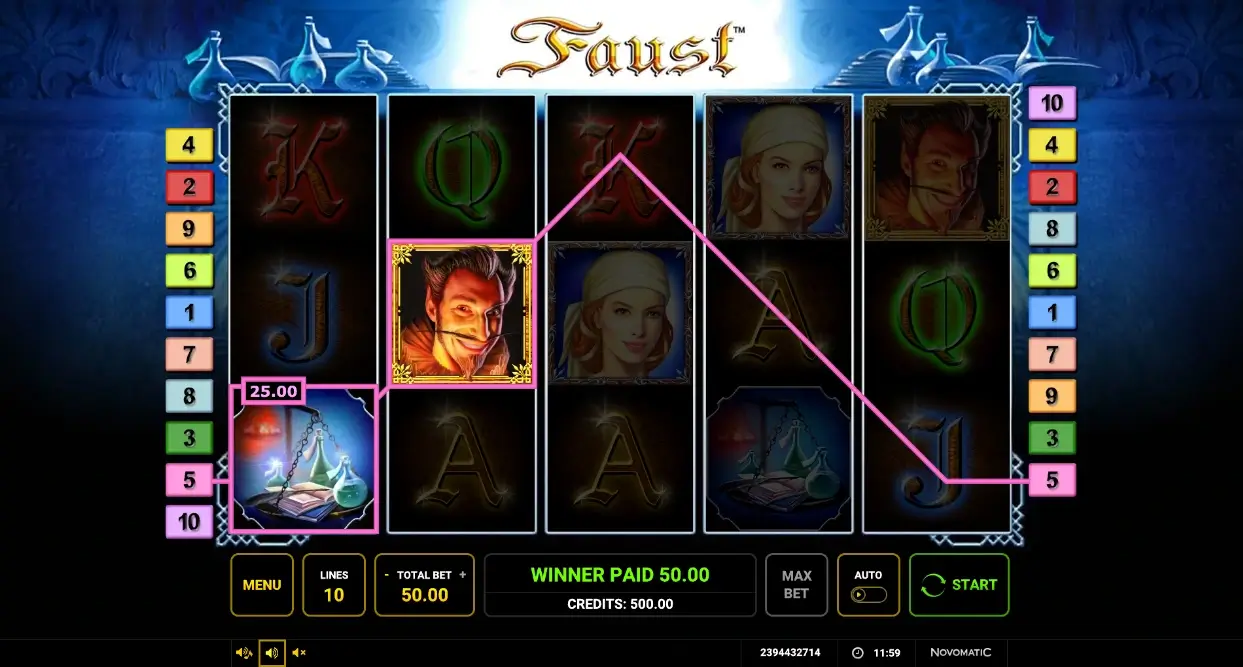 Faust Gewinnlinie mit Mephisto