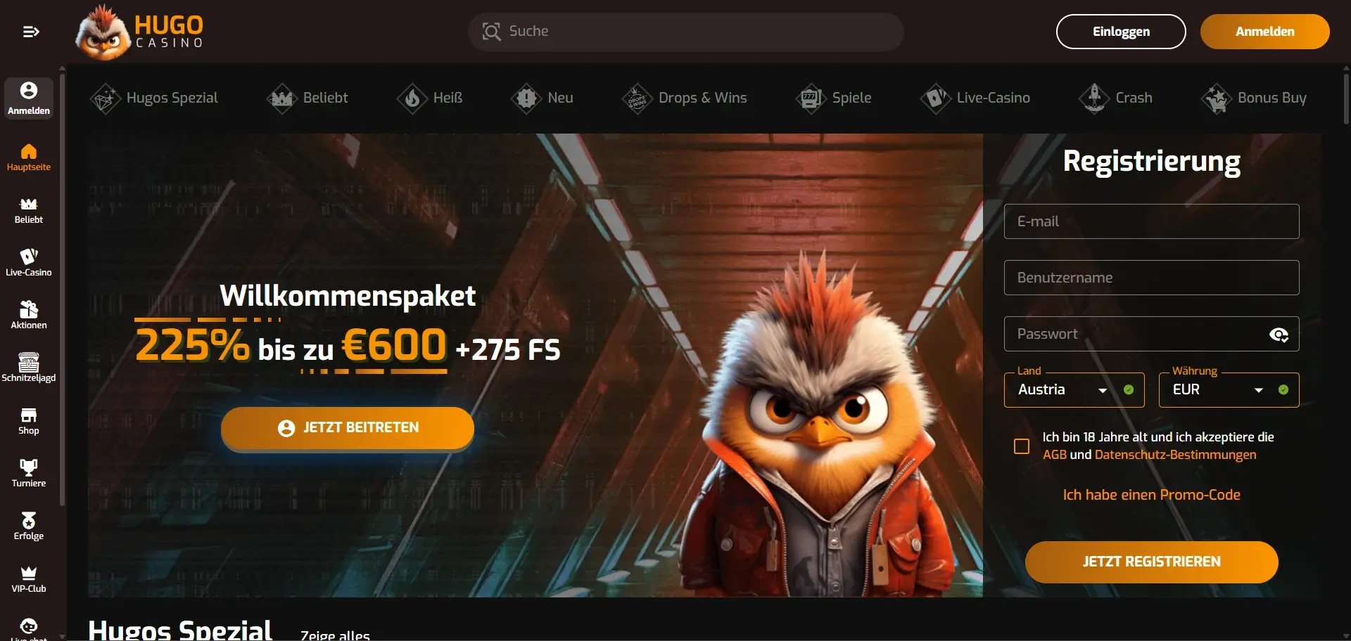 Hugo Casino Willkommenspaket