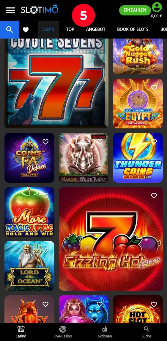 Slotimo-Spielauswahl