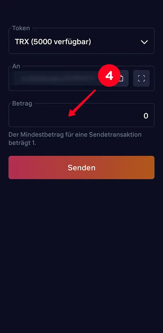 TRX-Überweisung Betragsfeld