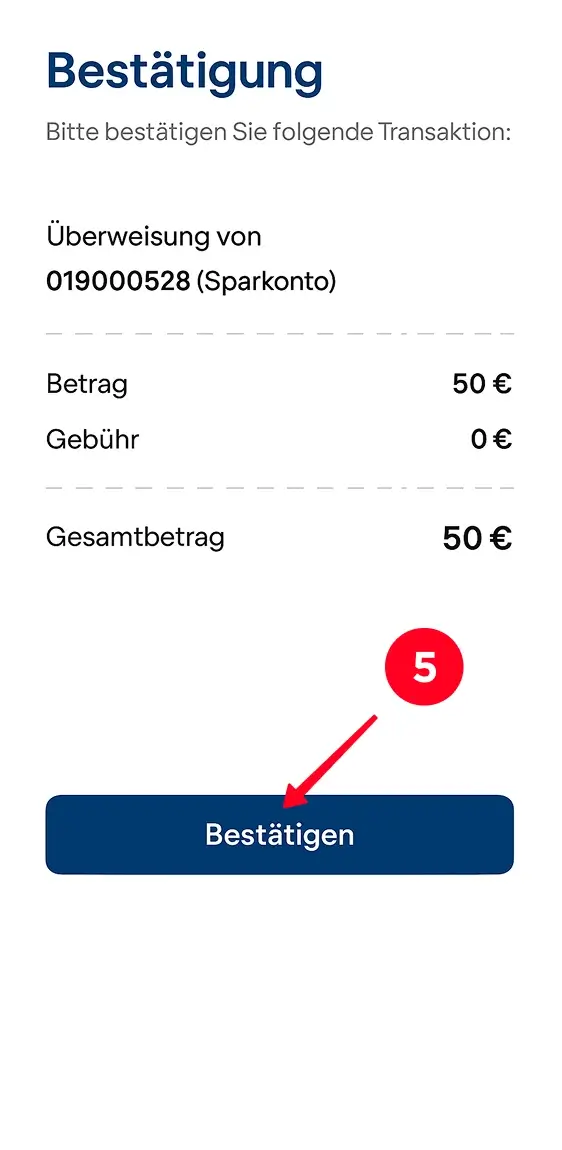 Überweisung bestätigen