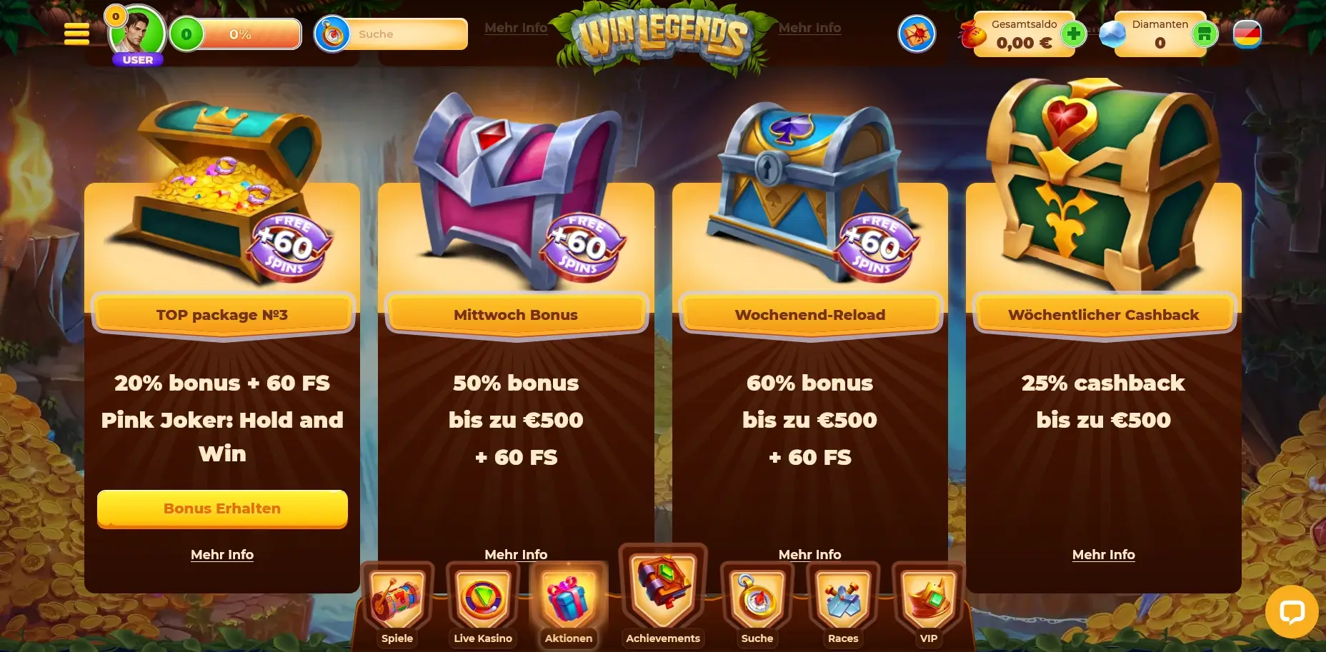 WinLegends bonusübersicht