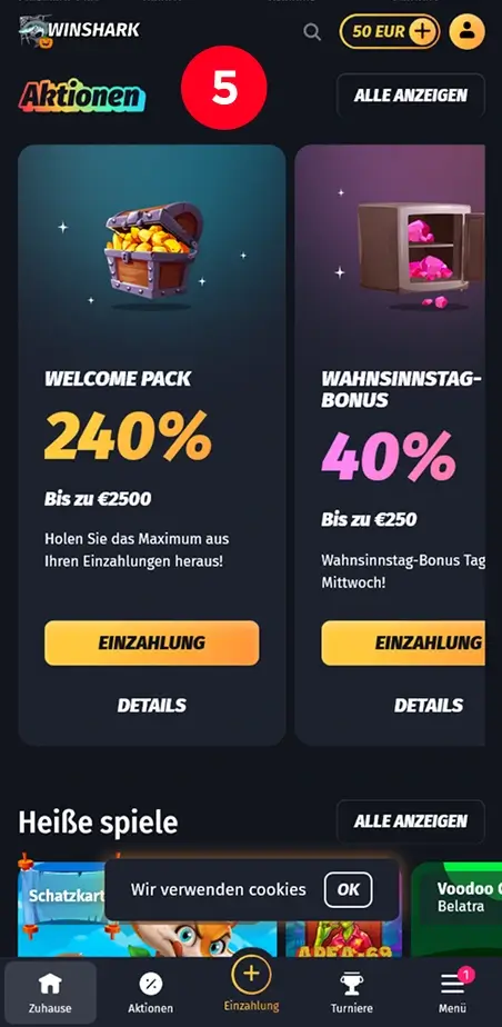 Bonusaktionen bei Winshark