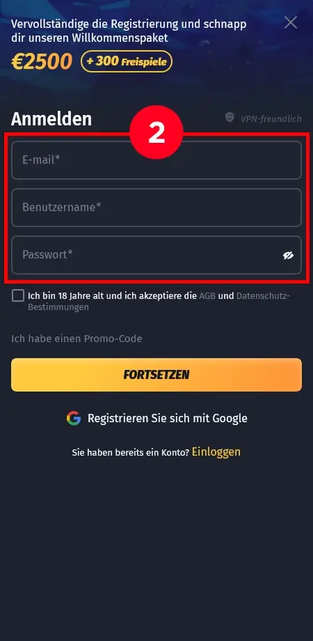 Gib deine Login-Daten ein