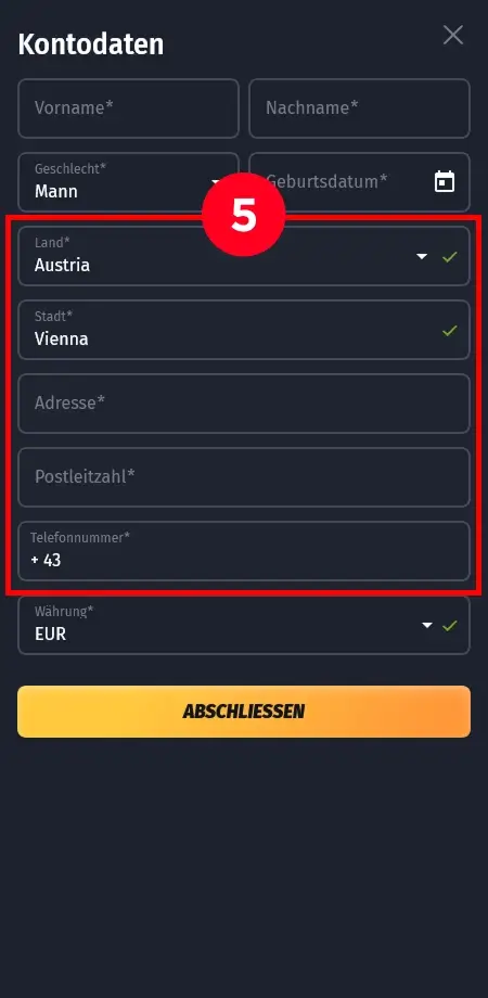Füge deine Kontaktdaten hinzu