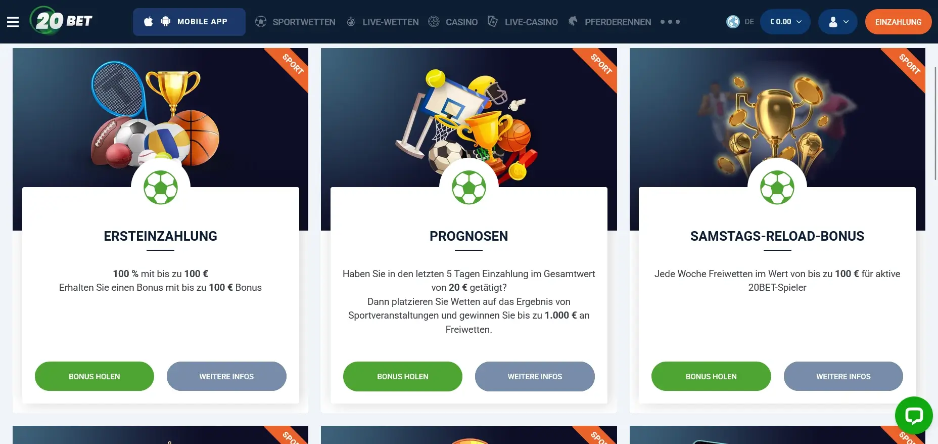 20Bet Sportwetten-Bonusübersicht