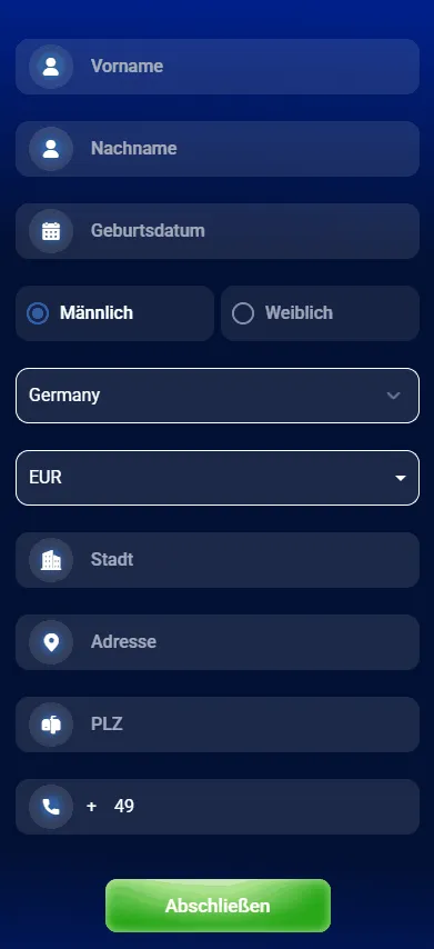 AzurSlot Konto Erstellung