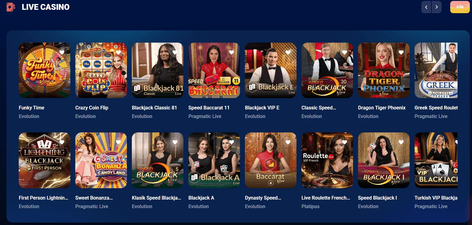 Tischspiele und Live Casino AzurSlot Tischspiele Live