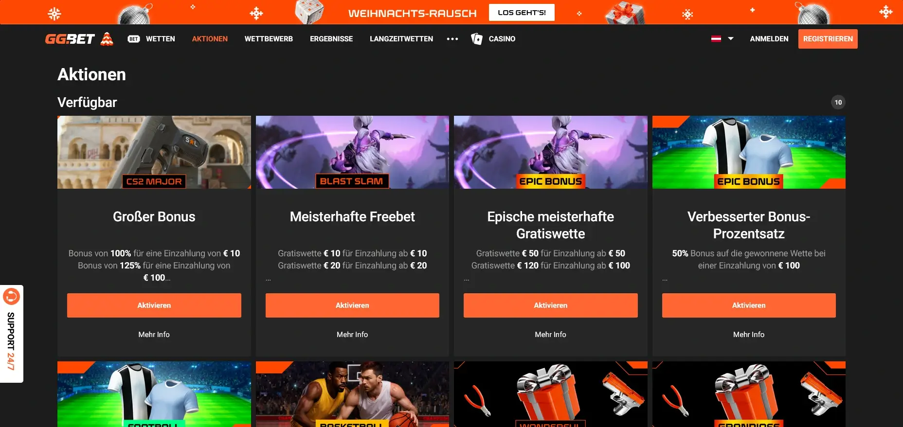 GGbet Sportwetten-Aktionen