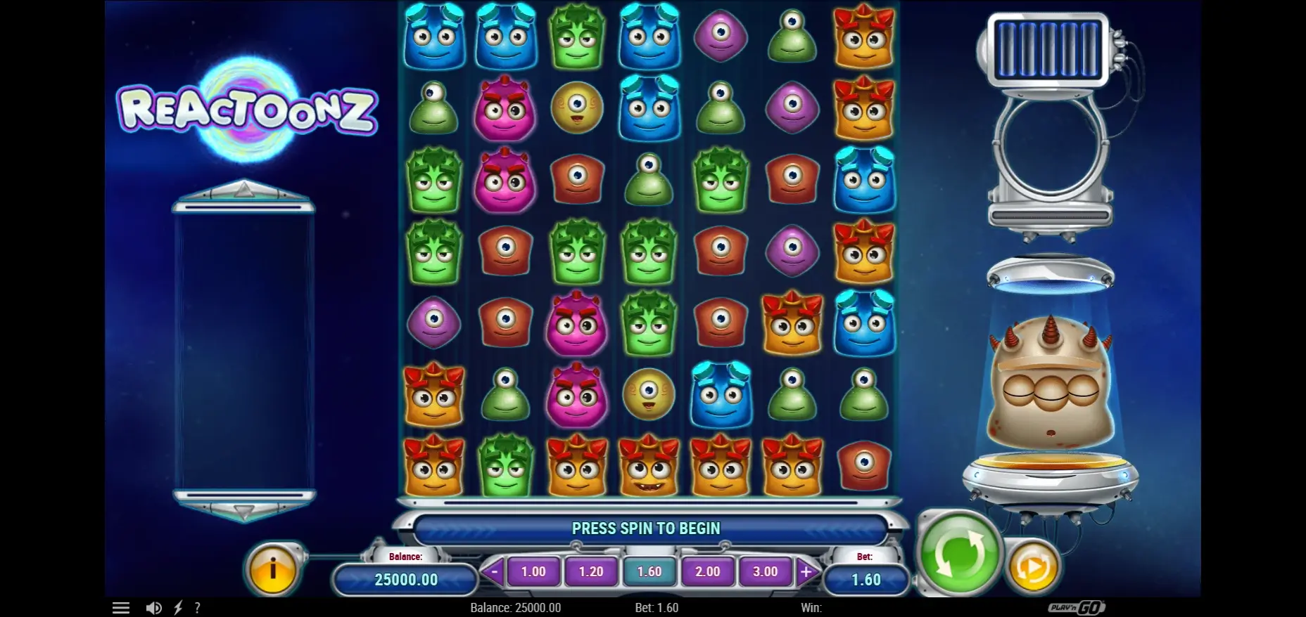 Bunte Aliens im Raster – Reactoonz Reactoonz Symbolraster