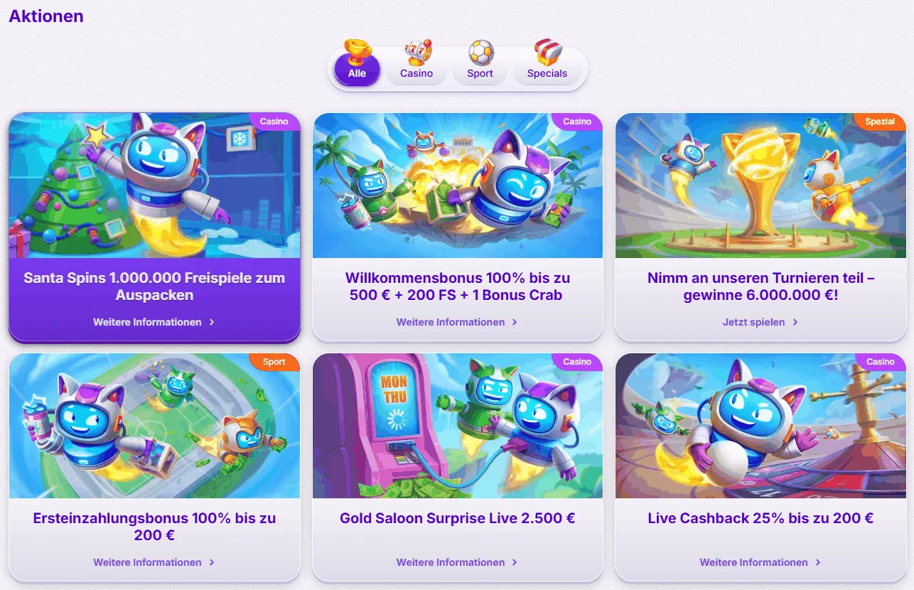 Bonusprogramme und Angebote Robocat Bonus Programme