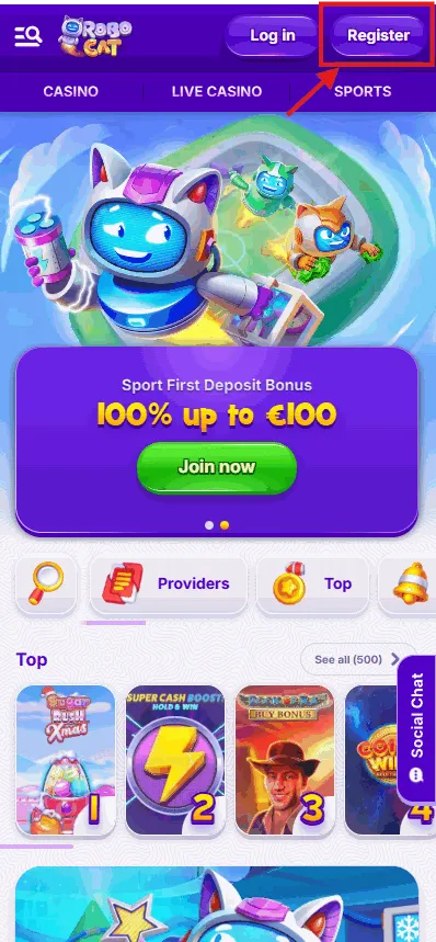 Robocat Registrierung Schritt