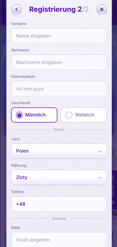 Robocat Anmeldeprozess