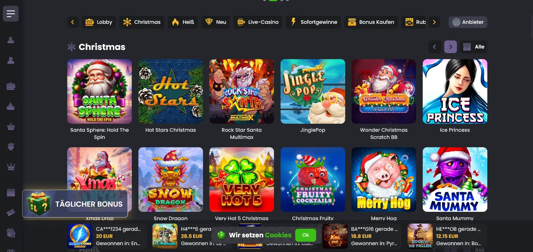 Weihnachtliche Slot-Spiele im Spinline-Bereich