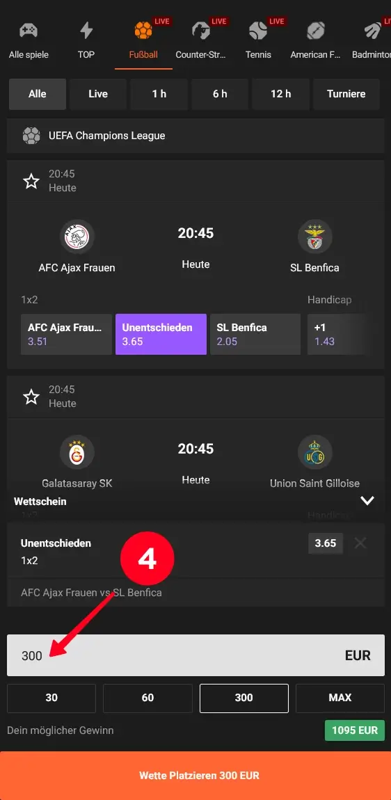 Einsatzfeld für Unentschieden