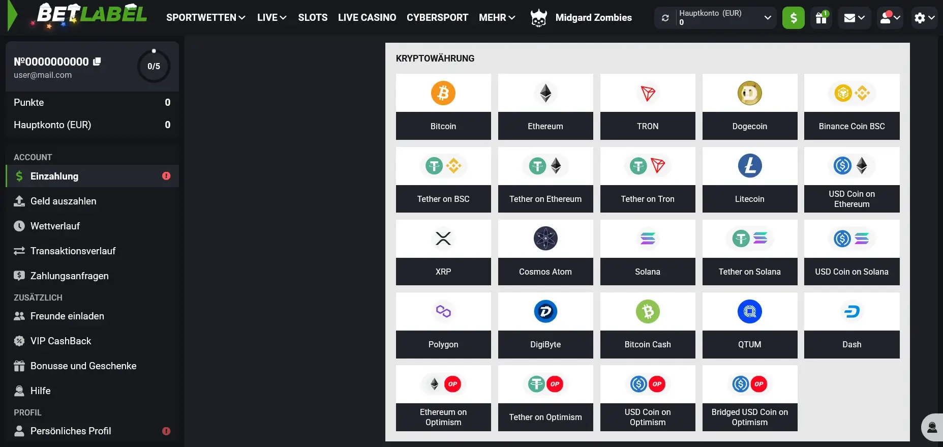 2 Euro Einzahlung im BetLabel