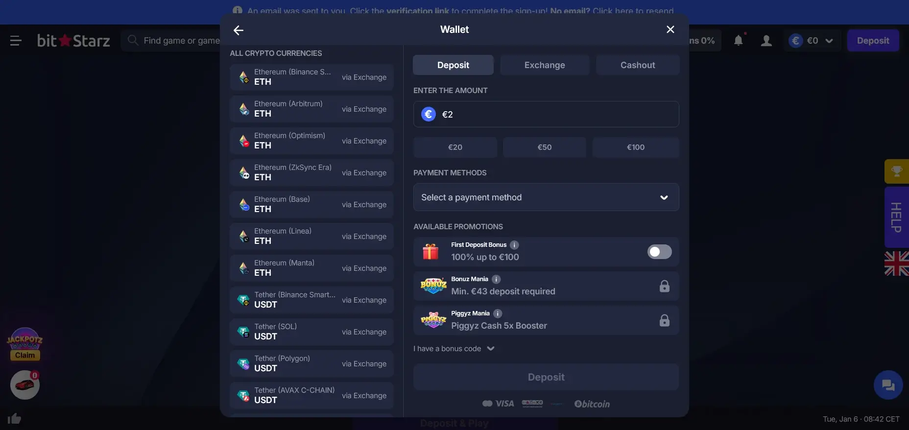 2 Euro Einzahlung im BitStarz