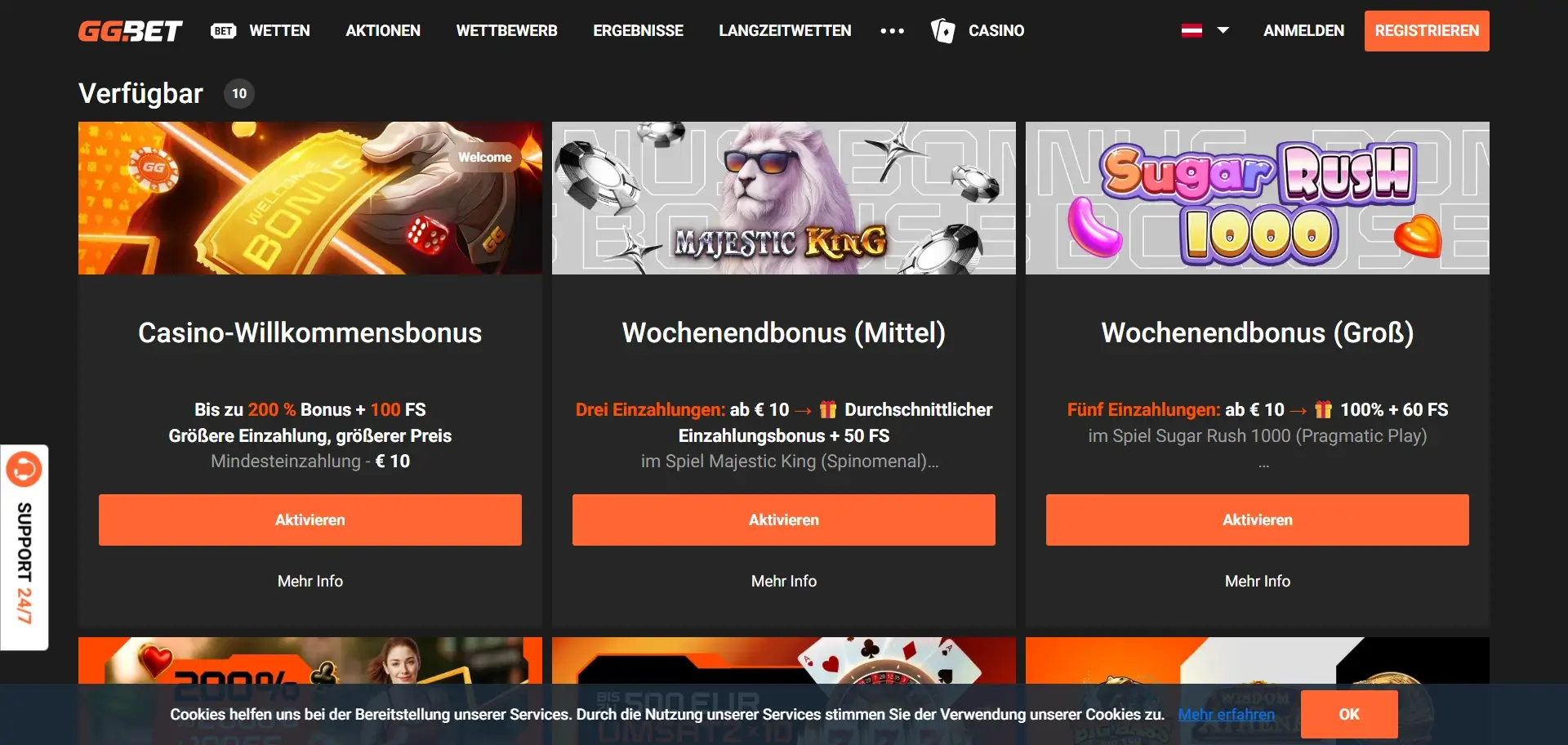 Casino Aktionen bei GGBet mit bis zu 150 Freispielen und attraktiven Bonusangeboten GGBet Casino mit 150 Freispielen