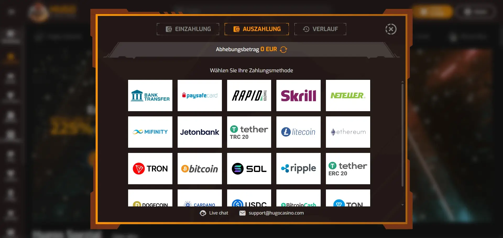 Hugo Casino kurze Auszahlungszeit