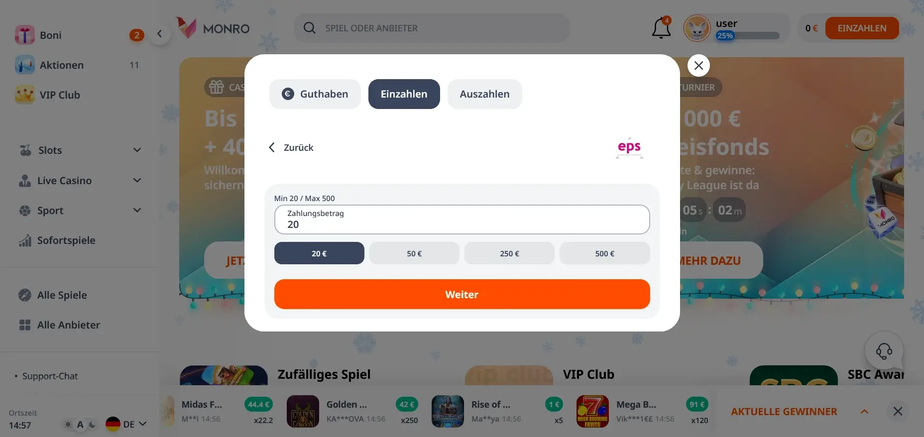 EPS Einzahlung im Monro