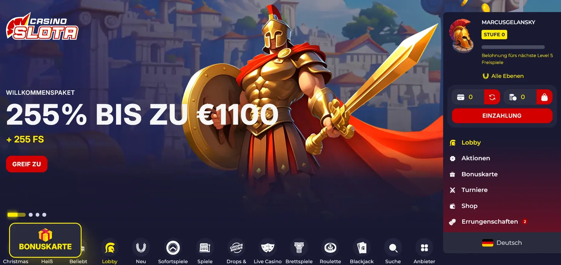 Echtgeld Spiele bei Slota Casino