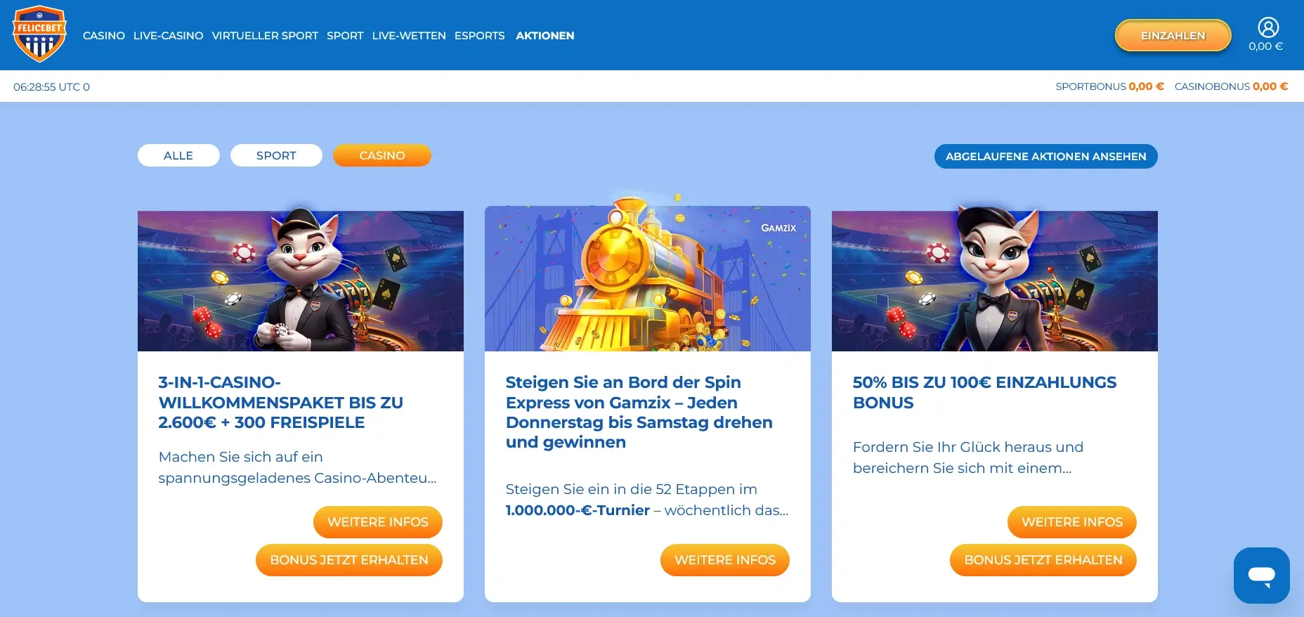 Übersicht FeliceBet Bonusangebote