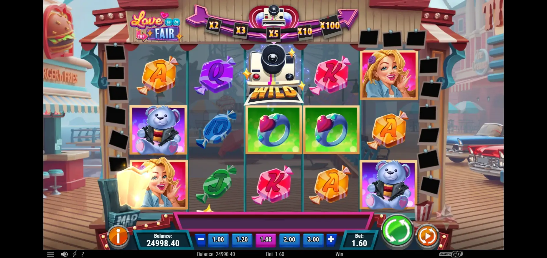 Jahrmarkt-Stimmung im Love is in the Fair Slot als Valentinstag Thema mit Kamera-Wild Walzenansicht im Valentinstag Slot Love is in the Fair