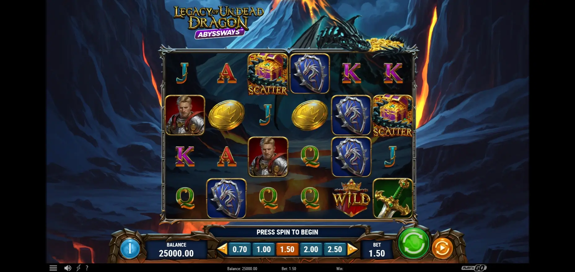 Spielscreen vom neuen Slot Legacy of Undead Dragon Abyssways