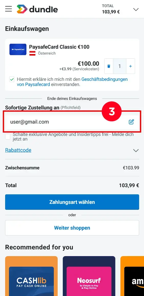 Paysafecard E-Mail Zustellung mit SMS-Zahlung