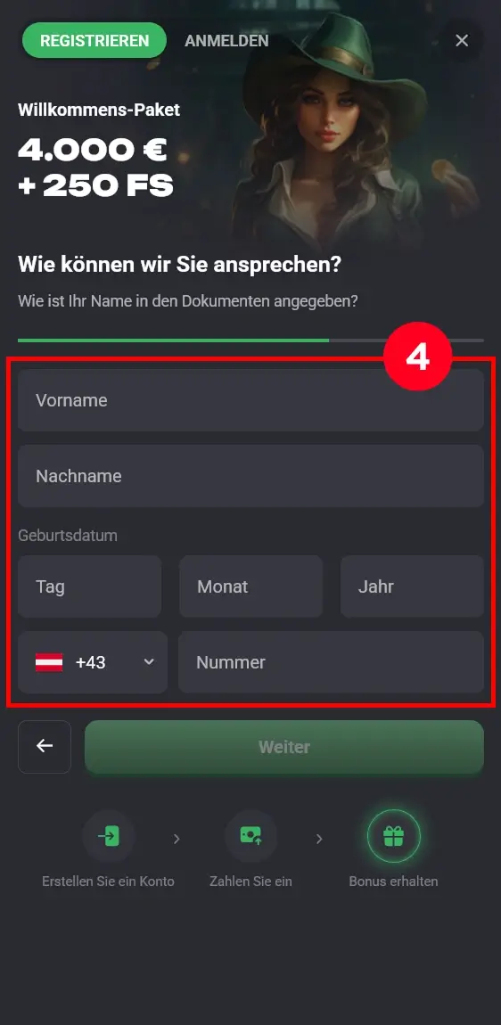 Personendaten Slothunter Registrierung