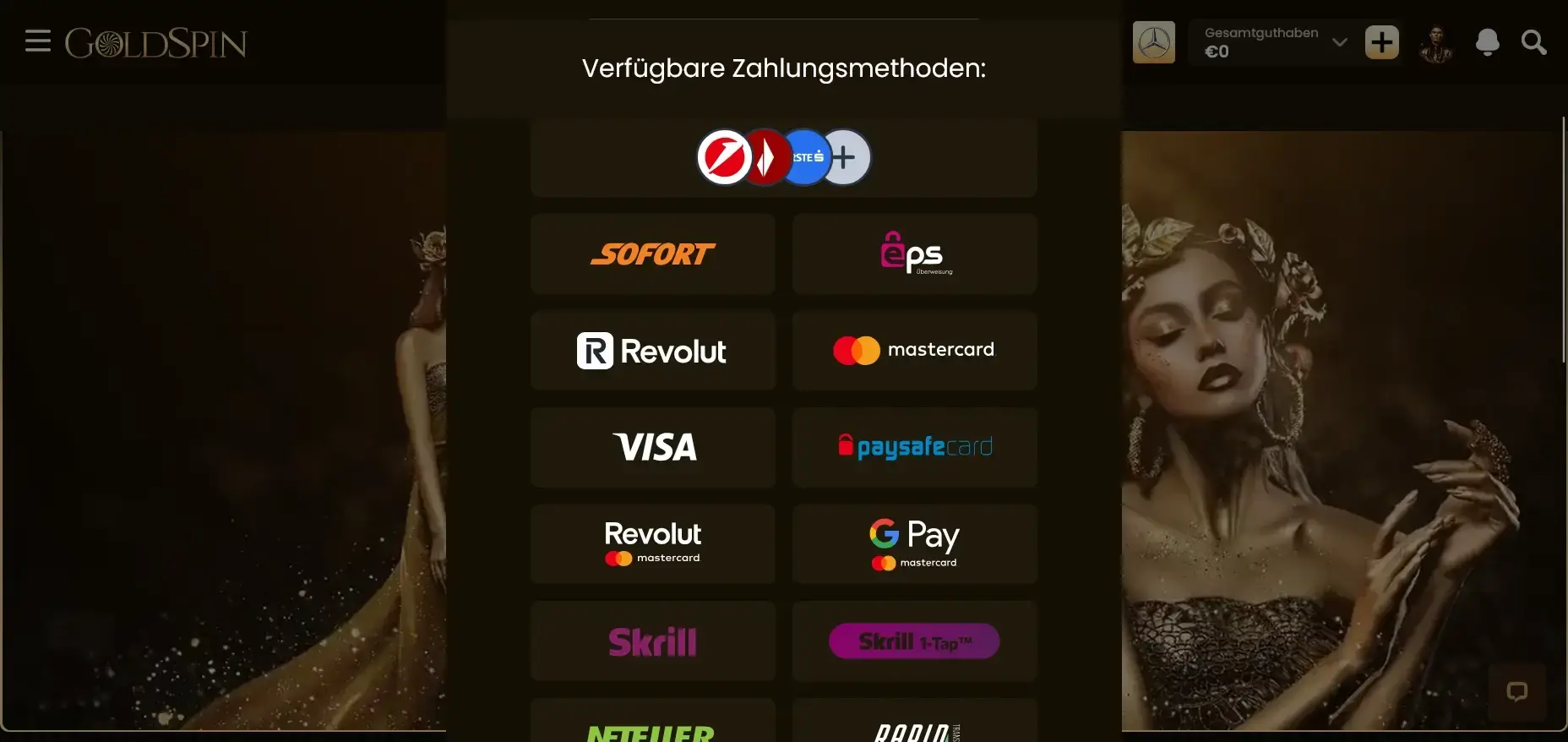 Verfügbare Goldspin Zahlungsmethoden mit Anbietern wie Visa Goldspin Zahlungsmethoden Übersicht