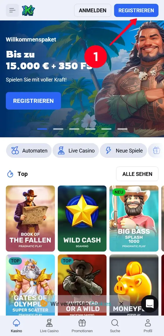 Startseite Koru Registrierung