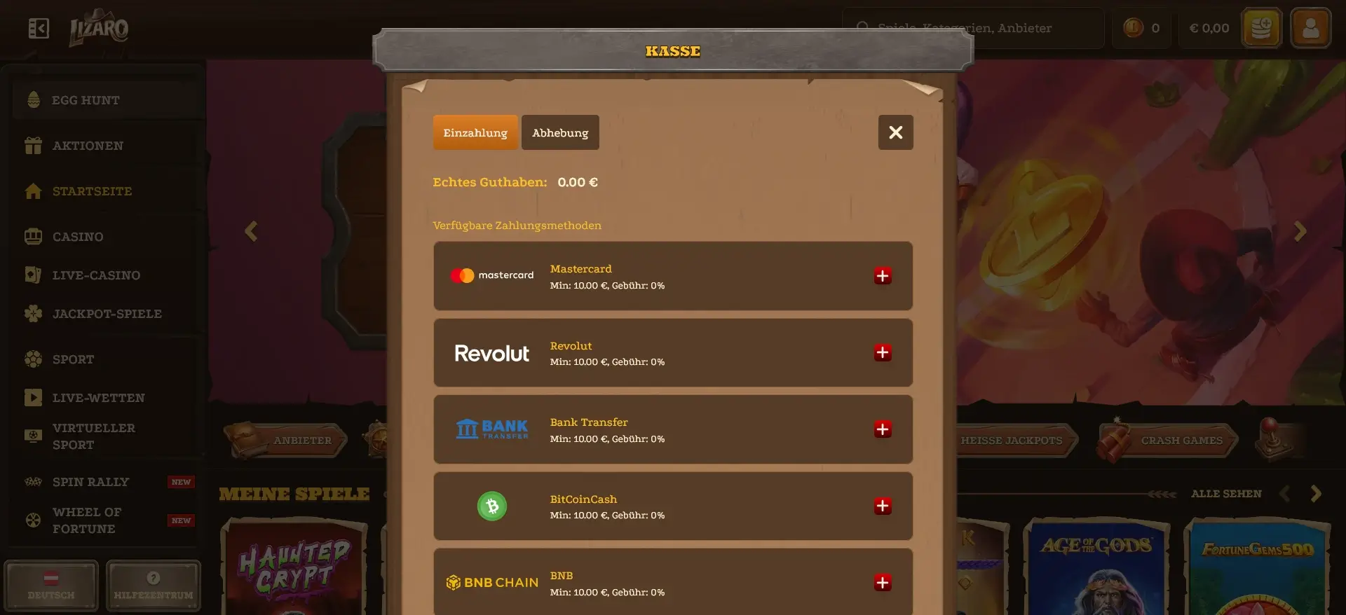 Banküberweisung Casino Lizaro Kasse